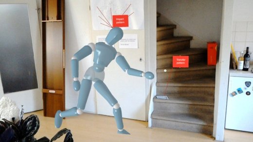 Een weergave van een mixed reality plaats delict. 