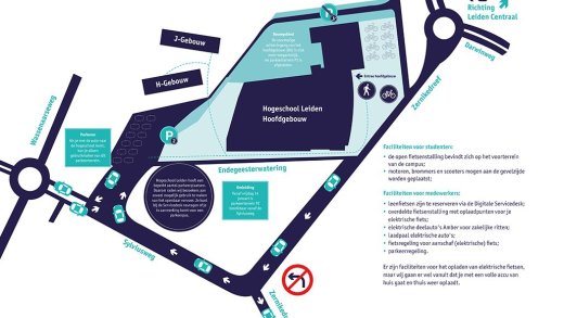 plattegrond van campus hogeschool Leiden