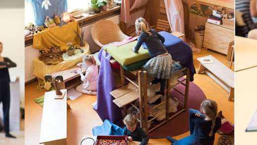 verschillende afbeeldingen van kinderen in de klas