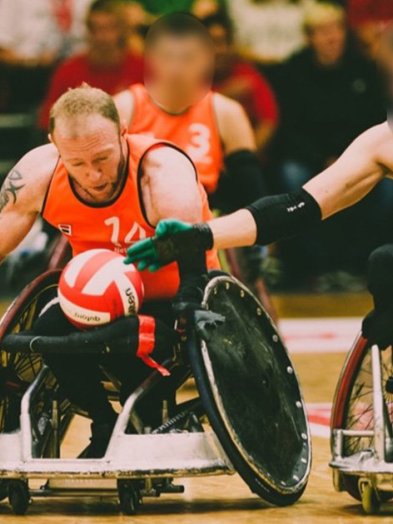 Foto van Davy, hij speelt rolstoelrugby