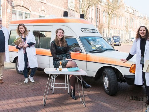 Dick, Marlou, Maxime en Diana, studenten van de Opleiding tot Verpleegkundige 