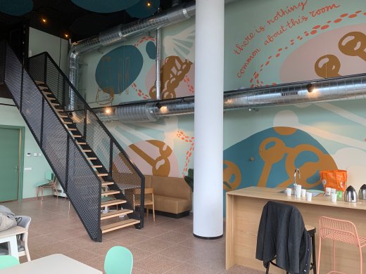 The common room for exchange students at Leiden University of Applied Sciences