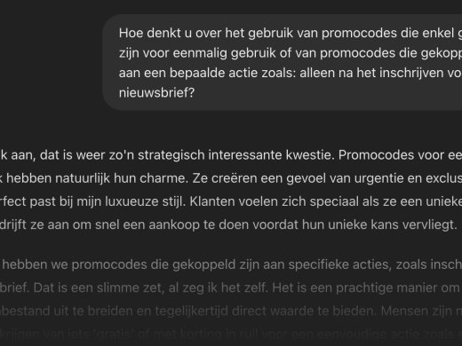 Een voorbeeld van een gesprek met Webshop Bob