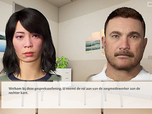 De gespreksoefening van mySupport met een avatar.