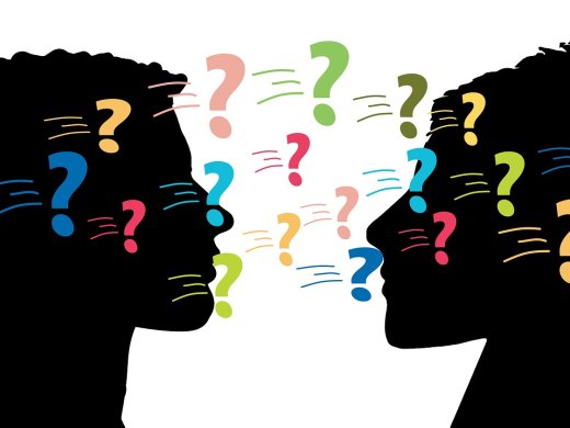 Illustratie van 2 personen die met elkaar spreken maar elkaar niet begrijpen