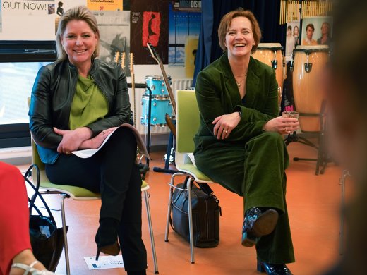 Bezoek van minister en staatssecretaris van ministerie van Onderwijs, Cultuur en Wetenschap aan Hogeschool Leiden.