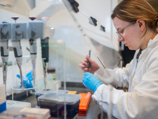 Student in actie tijdens onderzoek in het Foodlab van het LCAB