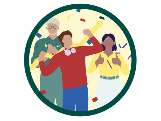 Stagebegeleidingsnavigator offboarding -  illustratie van feestende personen