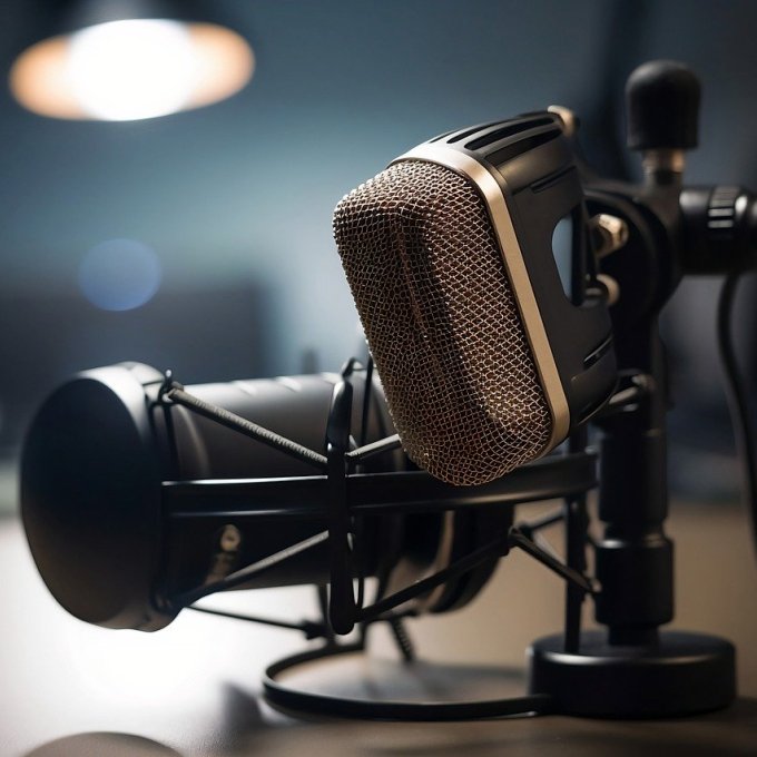 Microfoonopstelling dat gebruikt wordt voor het opnemen van podcasts