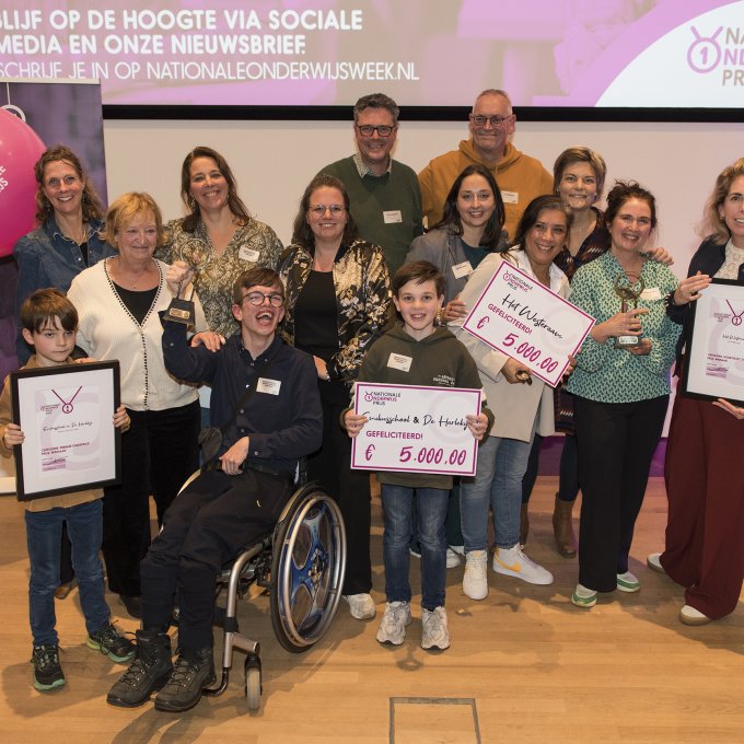 De winnaars van de Nationale Onderwijsprijs 2025.