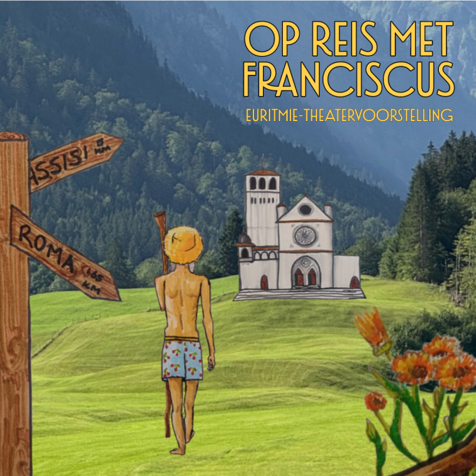 Voorbeeld van de poster voor de Euritmie-voorstelling: Op reis met Franciscus