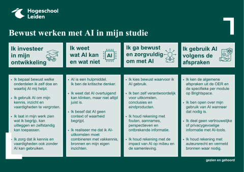 Infographic voor studenten: Bewust werken met AI in mijn studie
